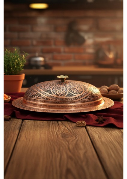 Geleneksel Bakır Şölen Tabağı El Oyması Servis Tabağı modelleri