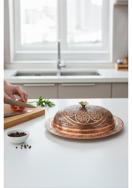 Geleneksel Bakır Şölen Tabağı El Oyması Servis Tabağı fırsatları