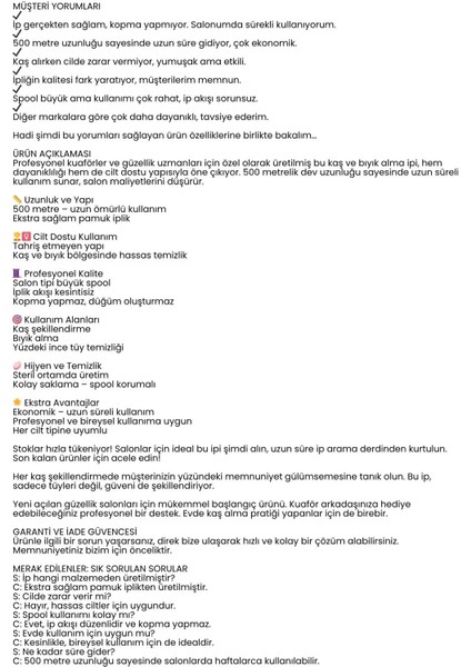 Profesyonel Kuaför Kaş Bıyık Alma Ipi – Ekstra Sağlam 500 Metre Beyaz 722358 modelleri