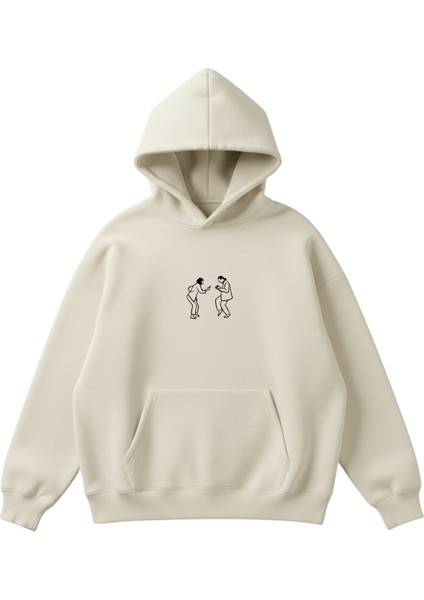 Ucuz Roman Baskılı Unisex Boxy Fit Hoodie Sweatshirt