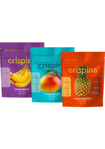 Dondurularak Kurutulmuş Freeze Dried Tropikal Meyveler Paketi 3'lü