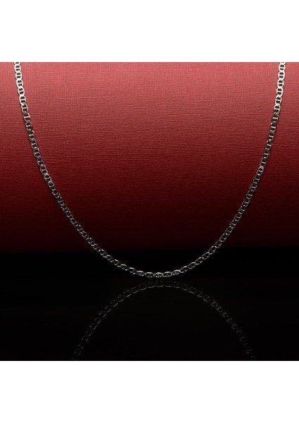 60 Mikron Rodyum Barlı Gümüş Zincir