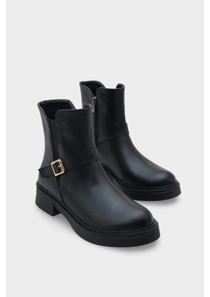 Daria Yandan Fermuarlı Tokalı Lastikli Kadın Bot