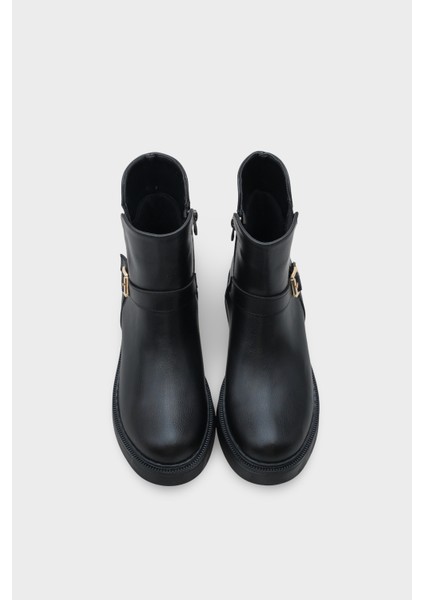 Daria Yandan Fermuarlı Tokalı Lastikli Kadın Bot