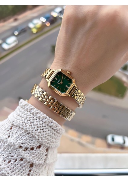 Dolamalı Çelik Kordonlu 2 Yıl Garantili 3 Atm Suya Dayanıklı Kadın Kol Saati+Bileklik 2 fiyatları