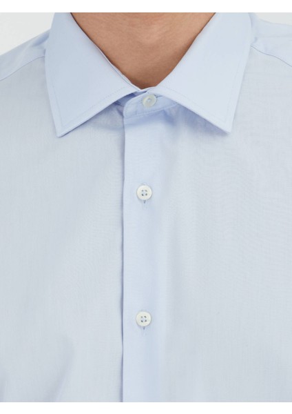 Orta Mavi Regular Fit Dokuma Klasik Pamuk Karışımlı Gömlek fırsatları