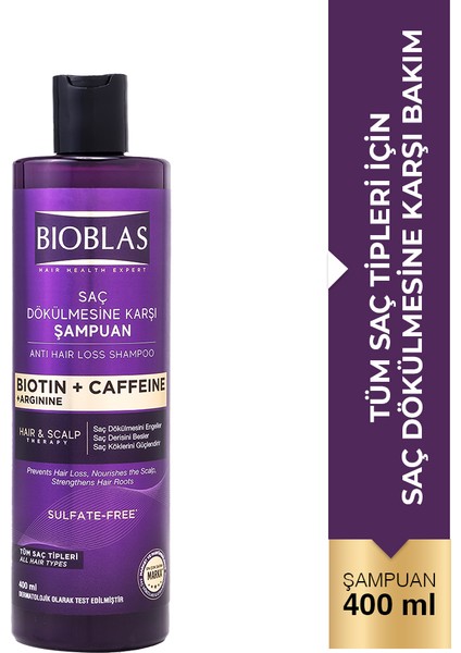 Kafein Arjinin Biotin Şampuan Dökülme Karşıtı Sülfatsız Formül 400 ml