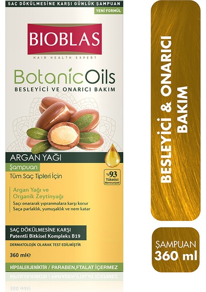 Botanic Oils Argan Yağı Şampuan 360 ml Onarıcı Parabensiz
