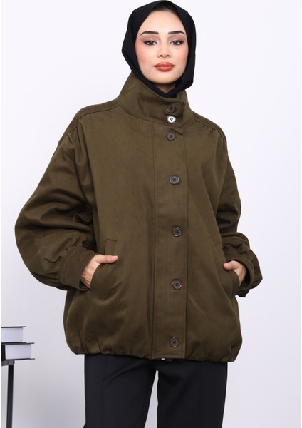 Haki Pileli Astarlı Gabardin Ceket modelleri