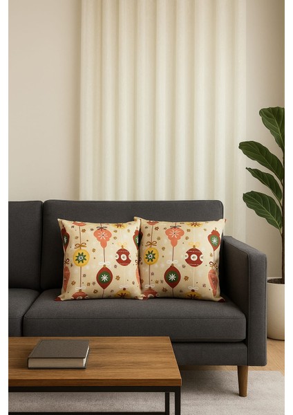 Yılbaşı Desenli Dekoratif Çift Taraflı Kırlent Kılıfı – Duck Kumaş 43X43 cm modelleri