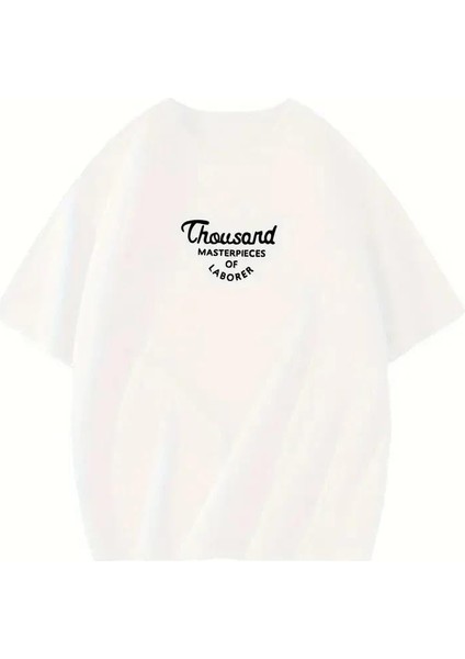 Thousand Ön Arka Baskılı Oversize Bisiklet Yaka T-Shirt - Beyaz fiyatları