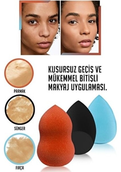 3'lü Makyaj Süngeri Kuru ve Islak Kullanım İçin Farklı Renk Seçenekleriyle