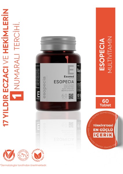 Esopecia Saç Dökülmesi ,Tırnak Ve Cilt İçin Kollojen Biotin, Keratin, At Kuyruğu, Selenyum Takviye Edici Vitamin fiyatları
