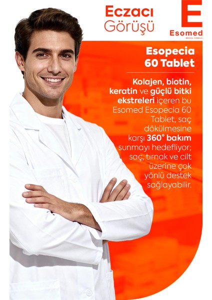 Esopecia Saç Dökülmesi ,Tırnak Ve Cilt İçin Kollojen Biotin, Keratin, At Kuyruğu, Selenyum Takviye Edici Vitamin indirimleri