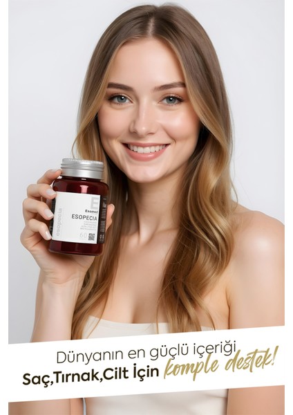 Esopecia Saç Dökülmesi ,Tırnak Ve Cilt İçin Kollojen Biotin, Keratin, At Kuyruğu, Selenyum Takviye Edici Vitamin