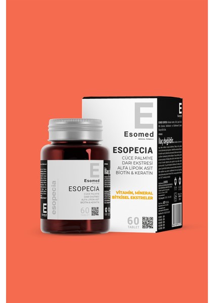 Esopecia Saç Dökülmesi ,Tırnak Ve Cilt İçin Kollojen Biotin, Keratin, At Kuyruğu, Selenyum Takviye Edici Vitamin