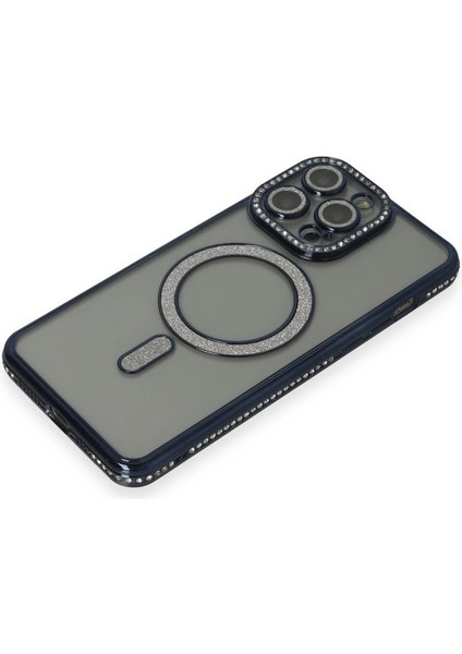 Newface Iphone 14 Pro Max Kılıf Joke Simli Magneticsafe Kılıf - Lacivert modelleri