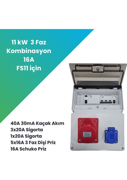 Filşarj 11 Kw 3 Faz 16A Kombinasyon Kutusu