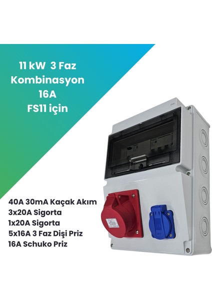 Filşarj 11 Kw 3 Faz 16A Kombinasyon Kutusu fiyatları