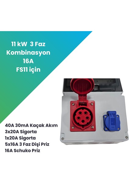 Filşarj 11 Kw 3 Faz 16A Kombinasyon Kutusu modelleri