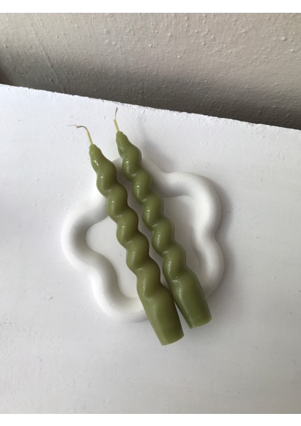 2'li Zeytin Yeşili Burgu Mum fiyatları