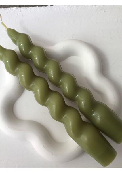 2'li Zeytin Yeşili Burgu Mum fırsatları