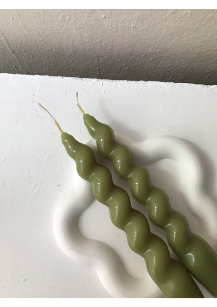 2'li Zeytin Yeşili Burgu Mum indirimleri