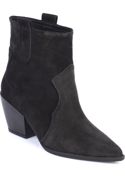 Tiffani Sivri Burunlu Hakiki Deri Yandan Çekmeli Kadın Kovboy Bot