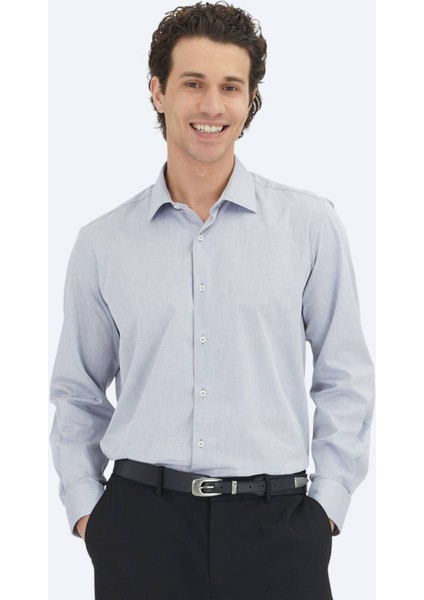 Gri Regular Fit Dokuma Klasik Pamuk Karışımlı Gömlek fiyatları