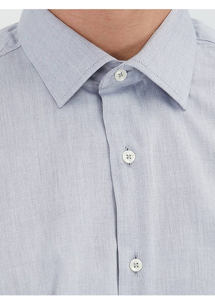 Gri Regular Fit Dokuma Klasik Pamuk Karışımlı Gömlek fırsatları