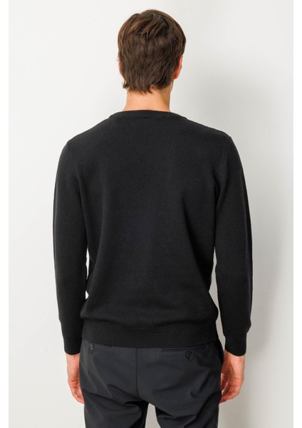 Erkek Sıfır Yaka Hasır Örgü Baklava Yürütmeli Yün Kazak Siyah modelleri