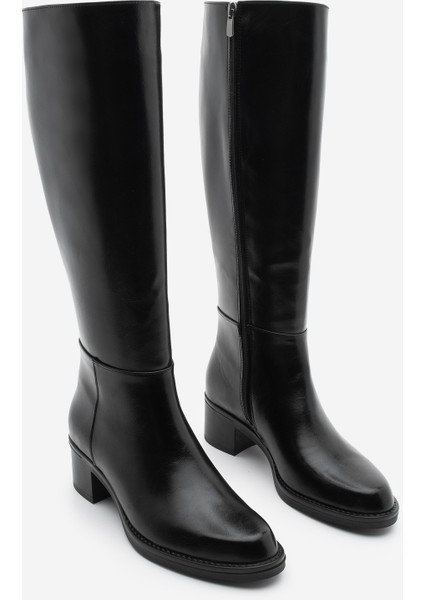 Kadın Fermuarlı Günlük Topuklu Çizme Fabes Siyah indirimleri