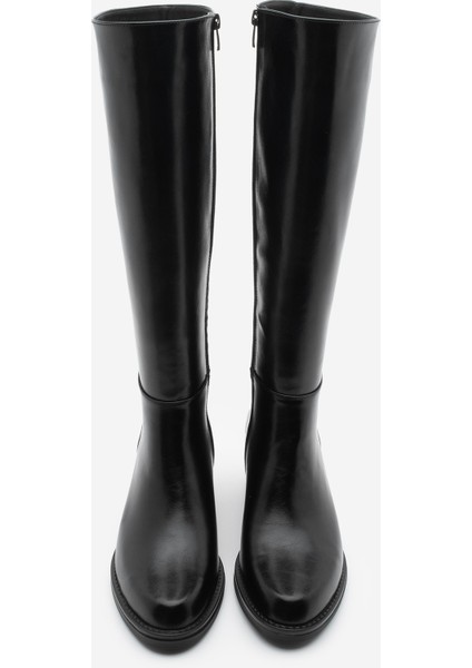 Kadın Fermuarlı Günlük Topuklu Çizme Fabes Siyah