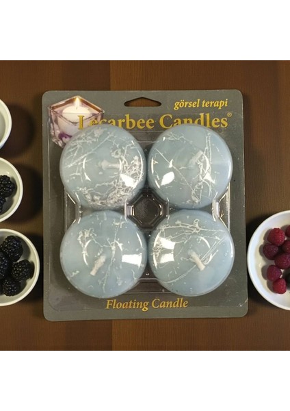 4'lü Mermer Desen Küçük Yüzen Mum