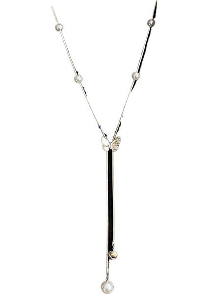 Kelebek Inci Uzun Kazak Kolye Sonbahar ve Kış Kadın Kazak Zinciri (Yurt Dışından)