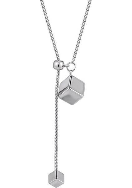 Kadınlar Için Düzensiz Geometrik Uzun Şeker Küpü Kolye Kazak Zinciri (Yurt Dışından)
