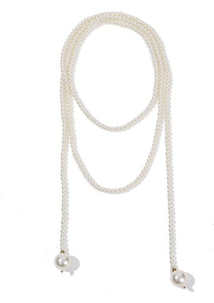 Uzun Inci Kazak Zinciri, Saf Beyaz, Karışık ve Katmanlı Uzun Inci Kolye (Yurt Dışından)
