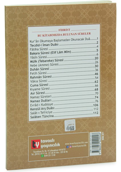 Evradı Kudsiyye Yasin-I Şerif Kenzül Arş - Yusuf Tavaslı fiyatları