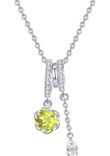 Kadınlar Için Kristal Taşlı S925 Ayar Gümüş Kolye, Garnet Klavikula Zinciri (Yurt Dışından)