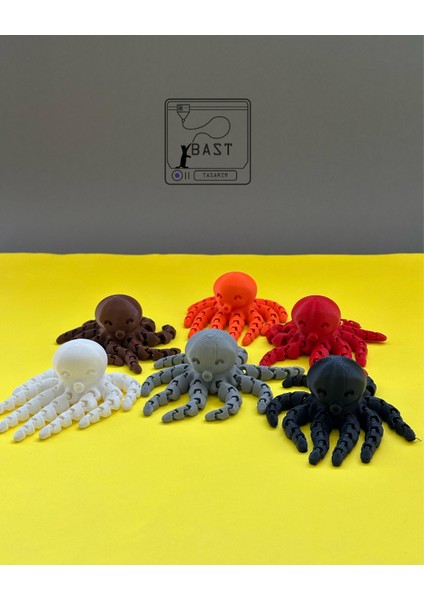 Bast Tasarım 3D Yazıcı Hareketli Eklemli Ahtapot Oyuncak Figür modelleri