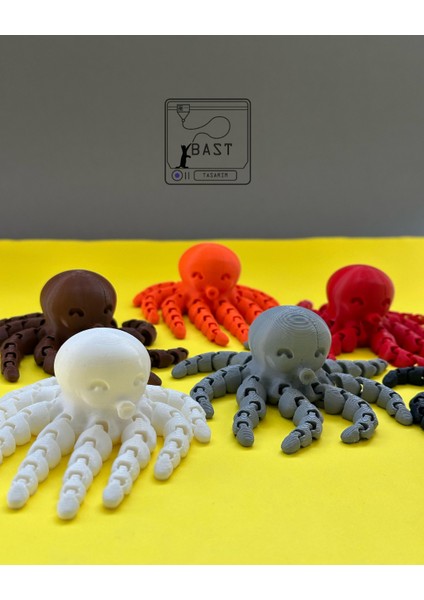 Bast Tasarım 3D Yazıcı Hareketli Eklemli Ahtapot Oyuncak Figür indirimleri