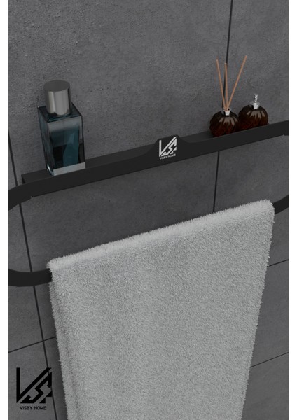 Loop Serisi Minimalist Tasarım Siyah Banyo Havluluk