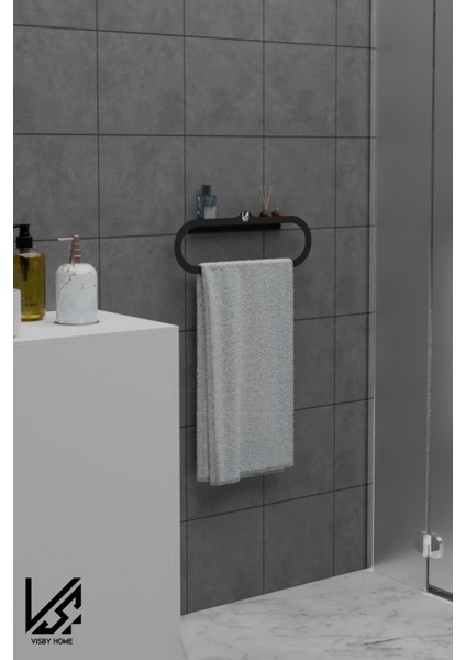 Loop Serisi Minimalist Tasarım Siyah Banyo Havluluk modelleri