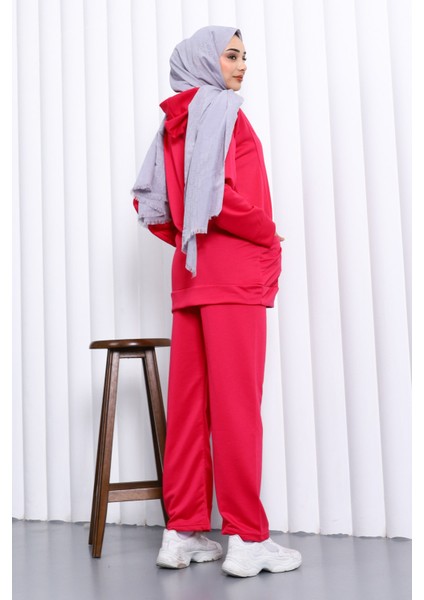 KOYU FUŞYA Önü Etiketli İki İplik Tesettür Takım fırsatları