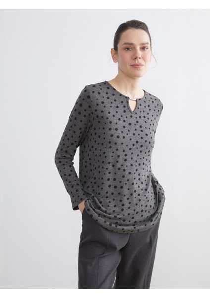 Yeni Sezon Bisiklet Yaka Puantiyeli Bluz