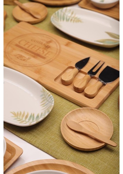 Soul 6 Kişilik 47 Parça Doğal Bambu Porselen Kahvaltı Takımı – Kahvaltı Seti Sunum Seti modelleri