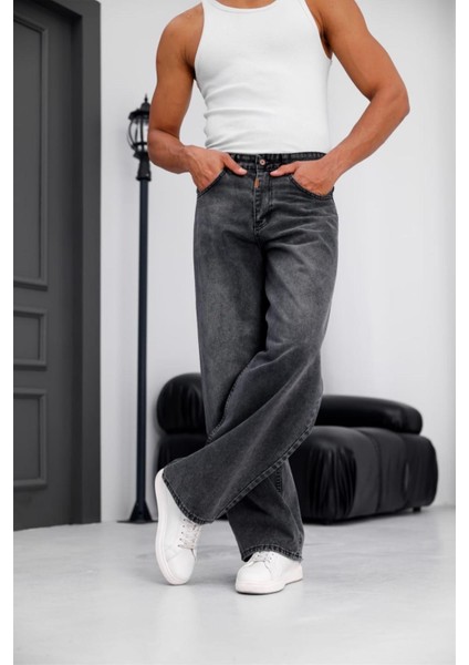 Puertas Erkek Yüksek Bel Balon Baggy Fit Bol Kesim Kot Pantolon indirimleri