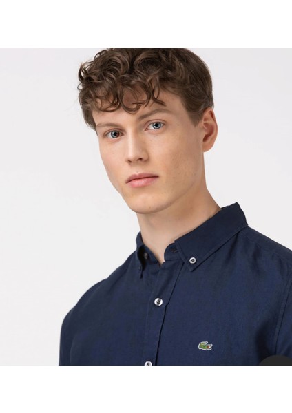 Lacivert Slim Düğmeli Yaka Gömlek modelleri