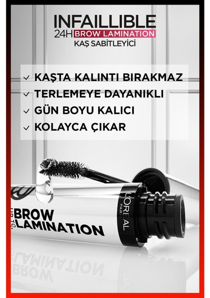 ınfaillible 24H Brow Lamination Şeffaf Kaş Sabitleyici & L'oréal Paris Infaillible Definer Pencil - 03 Brunette indirimleri