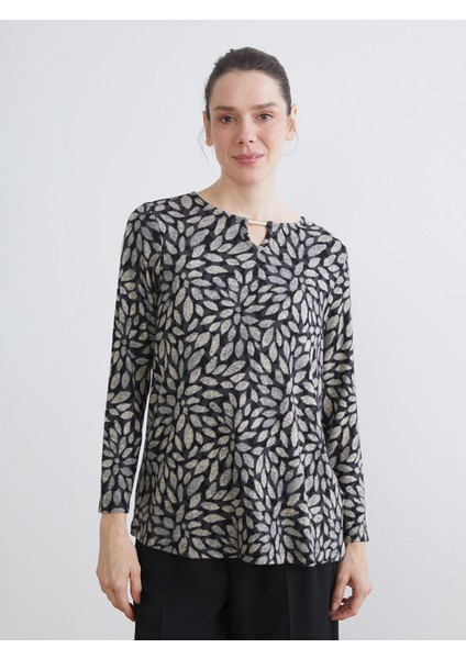 Yeni Sezon Bisiklet Yaka Desenli Bluz